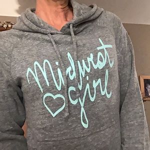 Rockford Art Deli Grey hooded sweatshirt Printed with Midwest Girl